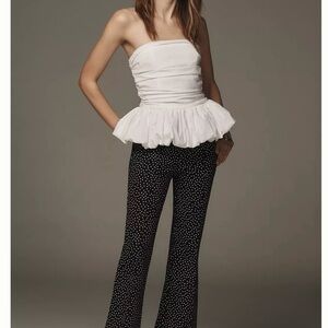 Maeve Black and White Flare Pants with Polka Dot Elegance
